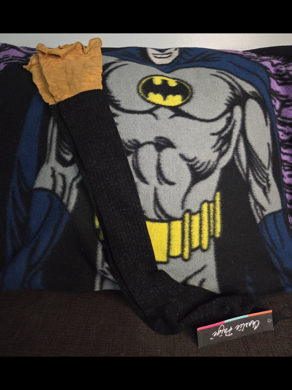 Charlie Paige Black Knee-Highs with Mustard Accent Cuff